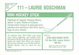 1986-87 O-Pee-Chee Stickers #111 Laurie Boschman Back