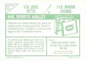 1986-87 O-Pee-Chee Stickers #116 / 130 Mark Howe / Joel Otto Back