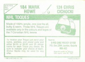 1986-87 O-Pee-Chee Stickers #124 / 184 Chris Cichocki / Mark Howe Back