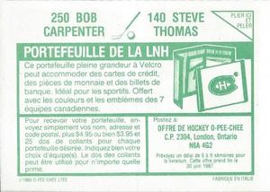 1986-87 O-Pee-Chee Stickers #140 / 250 Steve Thomas / Bob Carpenter Back