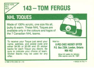 1986-87 O-Pee-Chee Stickers #143 Tom Fergus Back