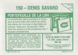 1986-87 O-Pee-Chee Stickers #150 Denis Savard Back