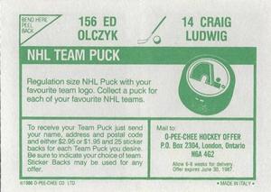 1986-87 O-Pee-Chee Stickers #14 / 156 Craig Ludwig / Ed Olczyk Back