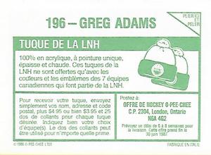 1986-87 O-Pee-Chee Stickers #196 Greg Adams Back