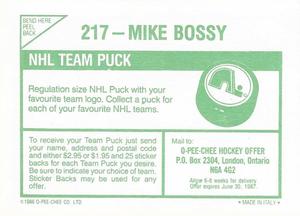 1986-87 O-Pee-Chee Stickers #217 Mike Bossy Back