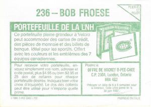 1986-87 O-Pee-Chee Stickers #236 Bob Froese Back