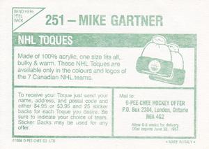 1986-87 O-Pee-Chee Stickers #251 Mike Gartner Back