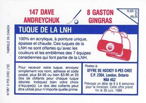 1987-88 O-Pee-Chee Stickers #8 / 147 Gaston Gingras / Dave Andreychuk Back
