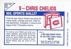 1987-88 O-Pee-Chee Stickers #9 Chris Chelios Back