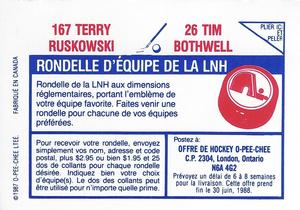 1987-88 O-Pee-Chee Stickers #26 / 167 Tim Bothwell / Terry Ruskowski Back
