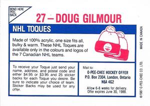 1987-88 O-Pee-Chee Stickers #27 Doug Gilmour Back