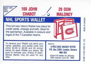 1987-88 O-Pee-Chee Stickers #29 / 169 Don Maloney / John Chabot Back