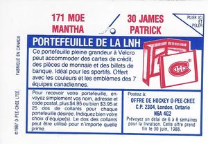 1987-88 O-Pee-Chee Stickers #30 / 171 James Patrick / Moe Mantha Back