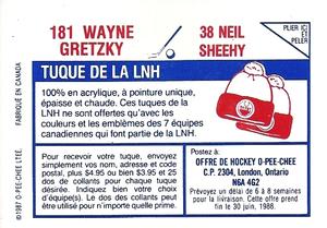 1987-88 O-Pee-Chee Stickers #38 / 181 Neil Sheehy / Wayne Gretzky Back