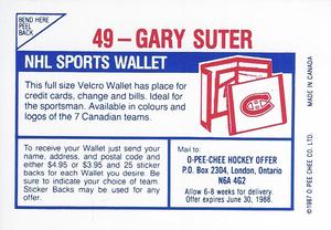 1987-88 O-Pee-Chee Stickers #49 Gary Suter Back