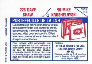 1987-88 O-Pee-Chee Stickers #90 / 223 Mike Krushelnyski / David Shaw Back