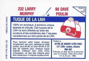 1987-88 O-Pee-Chee Stickers #98 / 232 Dave Poulin / Larry Murphy Back