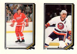 1987-88 O-Pee-Chee Stickers #107 / 241 Mike O'Connell / Brent Sutter Front