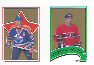 1987-88 O-Pee-Chee Stickers #115 / 127 Wayne Gretzky / Shayne Corson Front