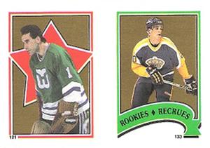 1987-88 O-Pee-Chee Stickers #121 / 133 Mike Liut / Luc Robitaille Front