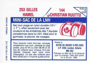 1987-88 O-Pee-Chee Stickers #144 / 253 Christian Ruuttu / Gilles Hamel Back