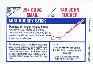 1987-88 O-Pee-Chee Stickers #145 / 254 John Tucker / Doug Smail Back