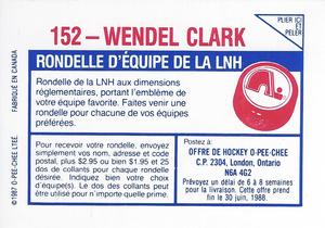 1987-88 O-Pee-Chee Stickers #152 Wendel Clark Back
