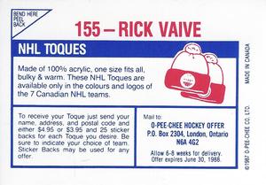 1987-88 O-Pee-Chee Stickers #155 Rick Vaive Back