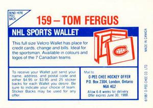 1987-88 O-Pee-Chee Stickers #159 Tom Fergus Back