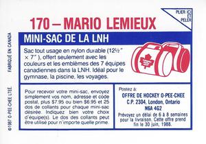 1987-88 O-Pee-Chee Stickers #170 Mario Lemieux Back