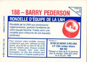 1987-88 O-Pee-Chee Stickers #188 Barry Pederson Back