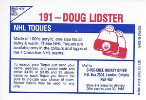 1987-88 O-Pee-Chee Stickers #191 Doug Lidster Back