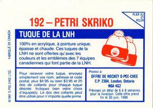 1987-88 O-Pee-Chee Stickers #192 Petri Skriko Back