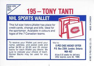 1987-88 O-Pee-Chee Stickers #195 Tony Tanti Back