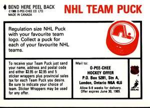 1988-89 O-Pee-Chee Stickers #109 / 241 Kelly Hrudey / John Vanbiesbrouck Back