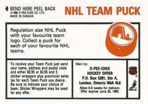 1988-89 O-Pee-Chee Stickers #111 Pat LaFontaine Back