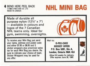 1988-89 O-Pee-Chee Stickers #192 Jeff Brown Back
