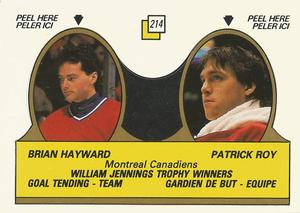1988-89 Topps Hockey Sticker Card #12 Patrick Roy NHL All Star