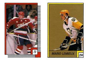 1988-89 O-Pee-Chee Stickers #73 / 204 Dale Hunter / Mario Lemieux Front