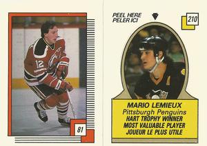 1988-89 O-Pee-Chee Stickers #81 / 210 Pat Verbeek / Mario Lemieux Front