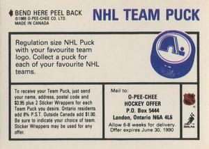 1989-90 O-Pee-Chee Stickers #44 / 190 Scott Young / Robert Picard Back