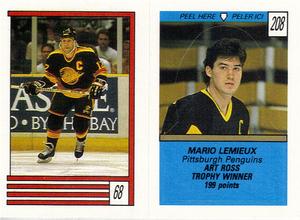 1989-90 O-Pee-Chee Stickers #68 / 208 Stan Smyl / Mario Lemieux Front