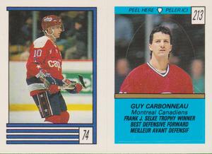 1989-90 O-Pee-Chee Stickers #74 / 213 Kelly Miller / Guy Carbonneau Front