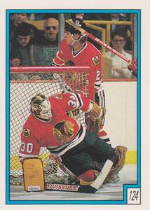 1989-90 O-Pee-Chee Stickers #124 Blackhawks Action Front