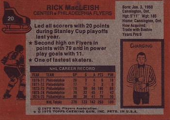 1975-76 Topps #20 Rick MacLeish Back
