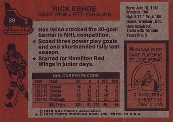 1975-76 Topps #39 Rick Kehoe Back