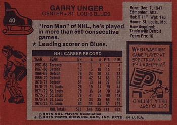 1975-76 Topps #40 Garry Unger Back