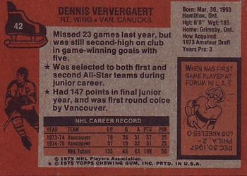 1975-76 Topps #42 Dennis Ververgaert Back