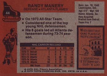 1975-76 Topps #44 Randy Manery Back
