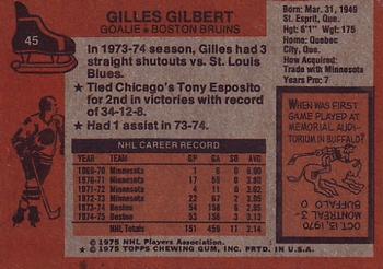 1975-76 Topps #45 Gilles Gilbert Back
